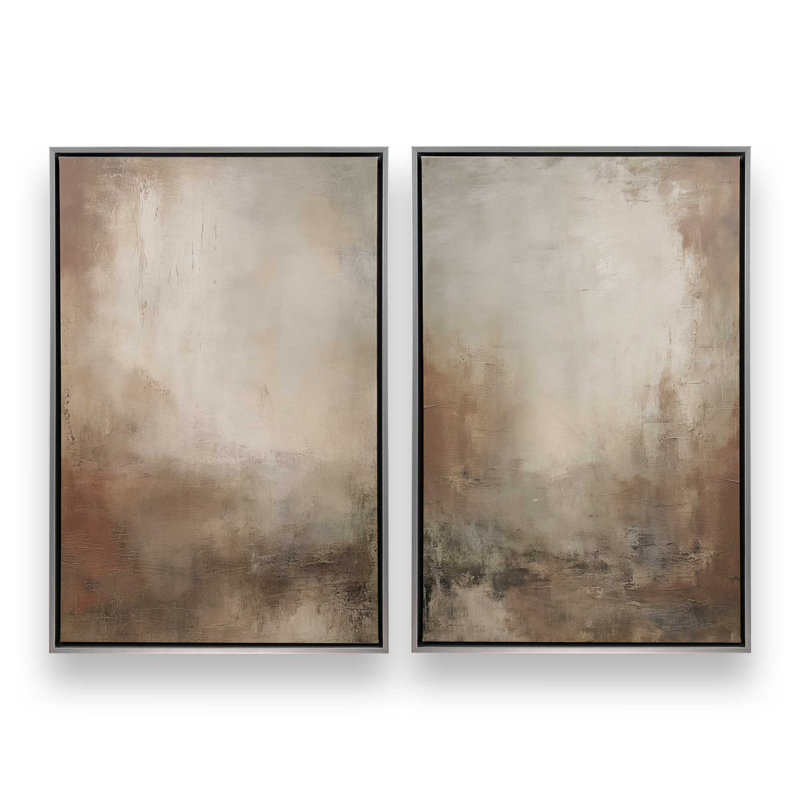 Russet Mist Déroulant, ensemble de 2, reproduction sur toile, Cadre flottant en chrome poli