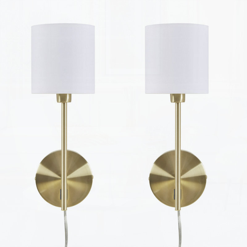 Metal Wall Sconce with Cylinder Shade, Set of 2