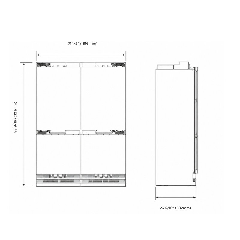 Kucht Built-in Side By Side Refrigerator, 71.5"