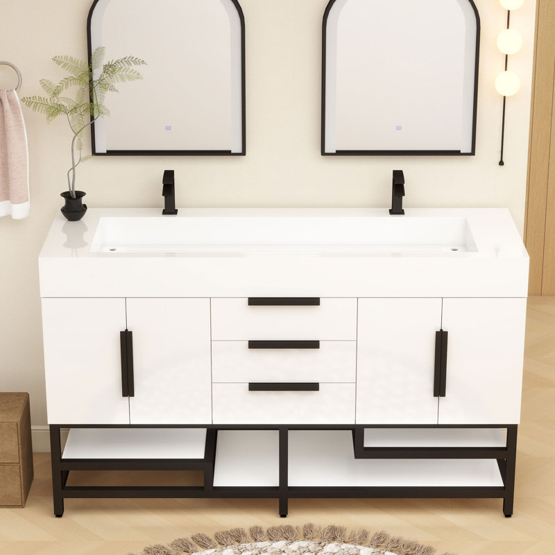 Meuble-lavabo sur pied simple 60 po Jessica, Blanc