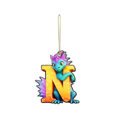 26 décorations de Noël initiales, ornements personnalisés en forme de dragon vert pour sapin de Noël, cadeaux pour la maison et les fêtes.