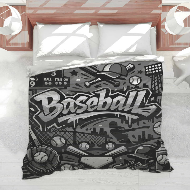 Baseball Game Elements Comforter, Twin