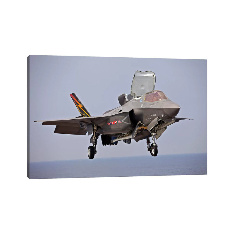 An F-35 Lightning II Prepares for Landing 1 Piece Wrapped Canvas Wall Art, 152.5 cm H x 101.5 cm W