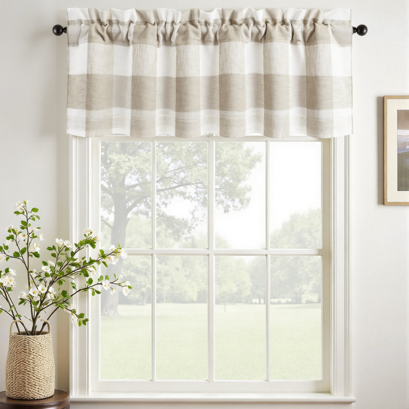 Adamari Lined Valances for Windows Buffalo Check Curtain Window Valances Woven Plaid Blackout Thermal Insulated for Kitchen, Living Room 1 Pack