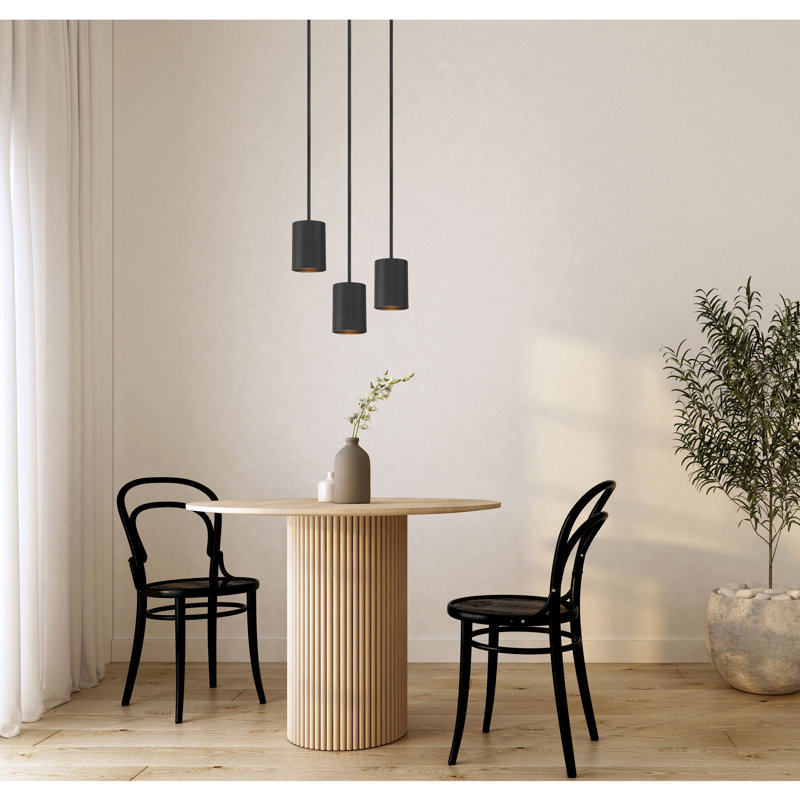 Luminaire suspendu cylindrique simple à 1 lumière Courter, Noir mat, H 6,5 po x l 4,75 po x P 4,75 po
