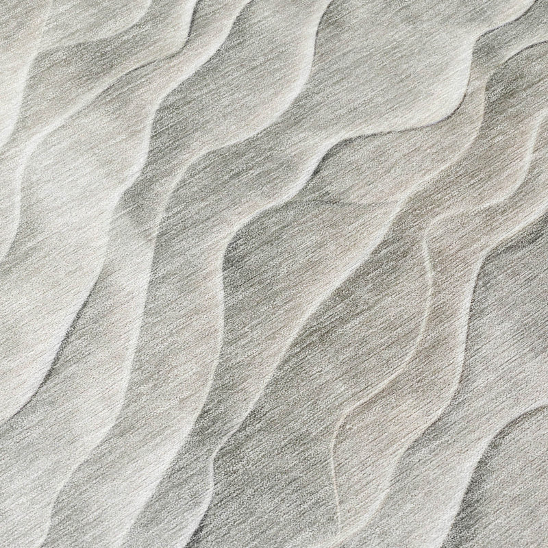 Taupe Wave Pattern Machine Washable Indoor/Outdoor Rug