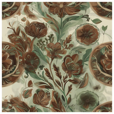 Édredon brun à motif floral
