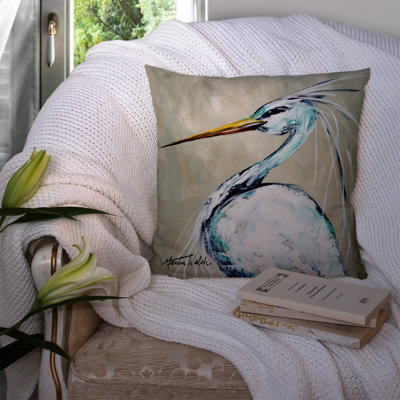 Blue Heron Outdoor Reversible Throw Pillow