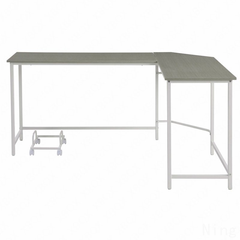 Gray & White L-Shaped Computer Desk