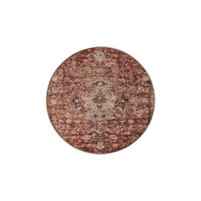 Tapis brun soyeux et moelleux, Rond 4 pi