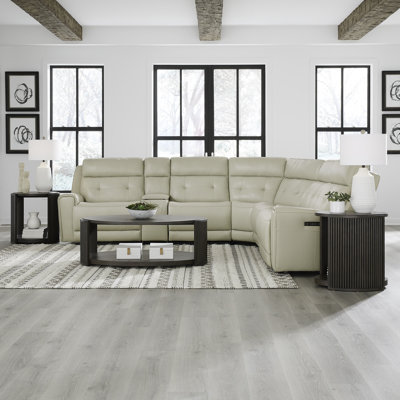 Canapé modulaire 6 pièces avec rangement console et porte-gobelets cachés Iavor