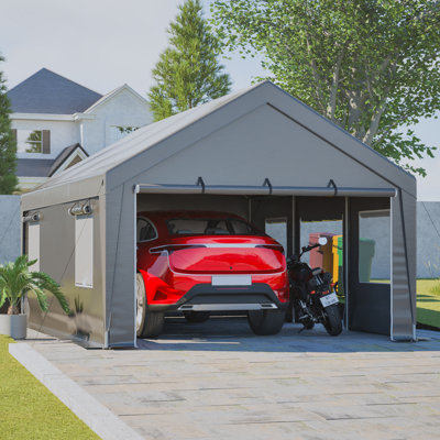 13 pi. L 20 pi. D Tente de garage avec auvent pour abri de voiture