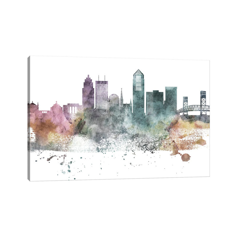 Jacksonville Pastel Skylines - Wrapped Canvas Print, 66.04 cm H x 45.72 cm W