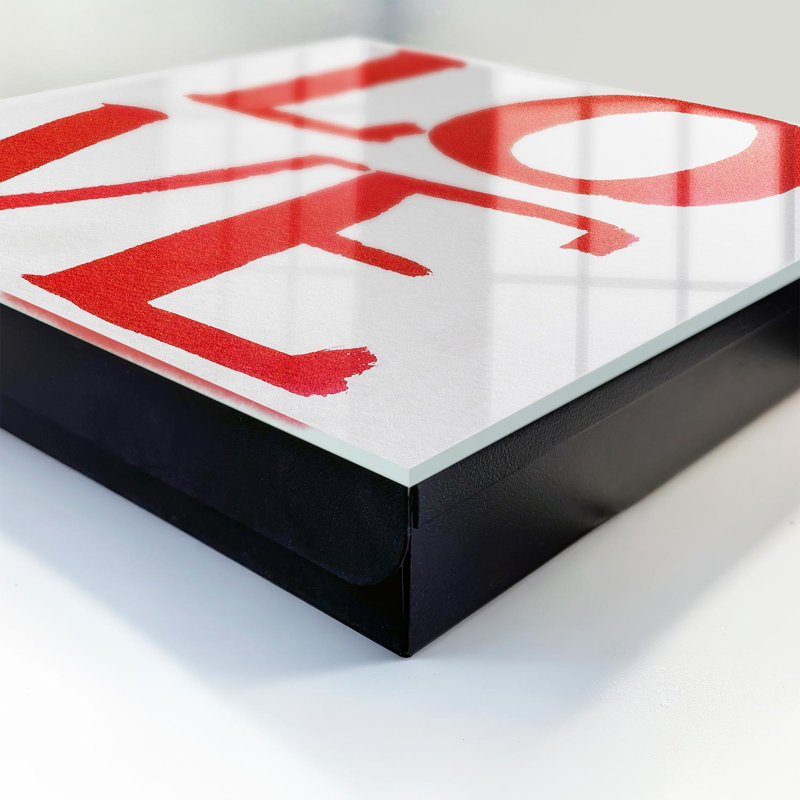 Decorative key box for wall, Opens to the right, 30x30x5, Black, Red LOVE lettering on a white background, 