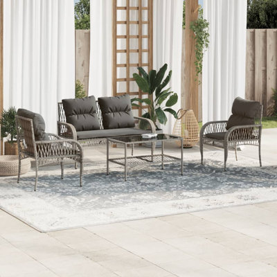 Bay Isle Home™ 4 Piece Patio Sofa Set With Cushions Poly Rattan
