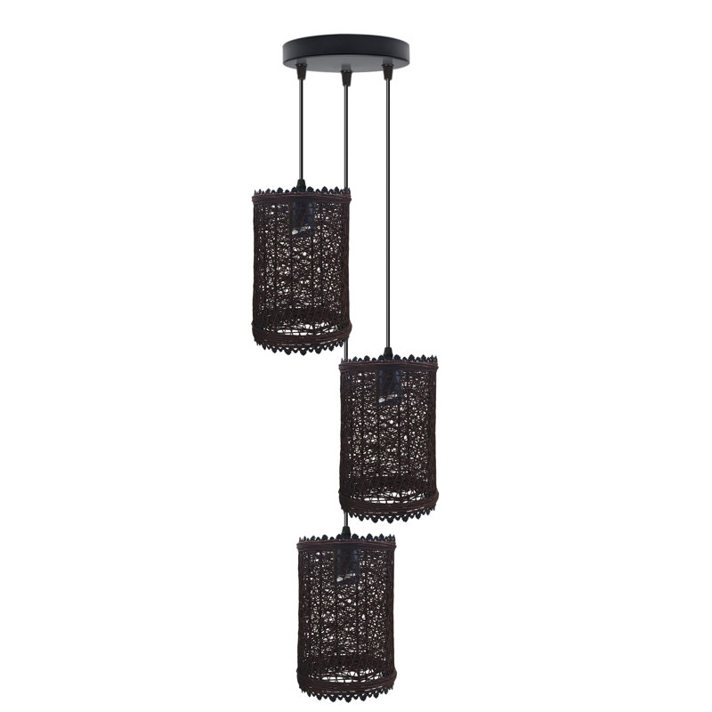 Berthold 3 - Light Black/Dark Brown Cluster Pendant, No