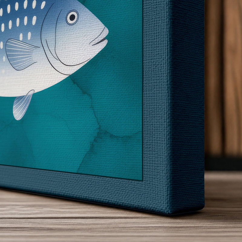 Fish in Symmetry Modern - Wrapped Canvas, 24x16 - 61.0 x 40.6 cm, Teal Border