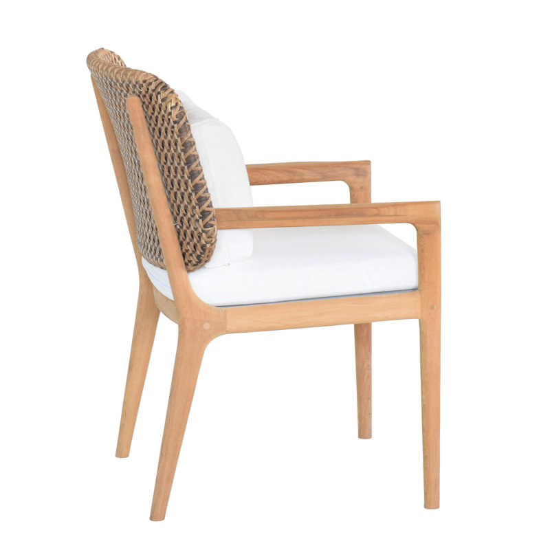 6 Seats 7 Pcs Grade-A Teak Wood Dining Set: 60" Sema Round Table And 6 Akyee Arm Chairs #11AK3406, 6