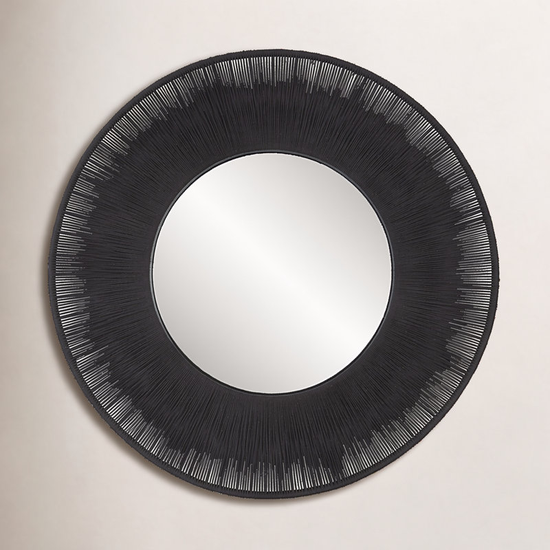Miroir rond Carlen, 51,25 po x 51,25 po, Noir
