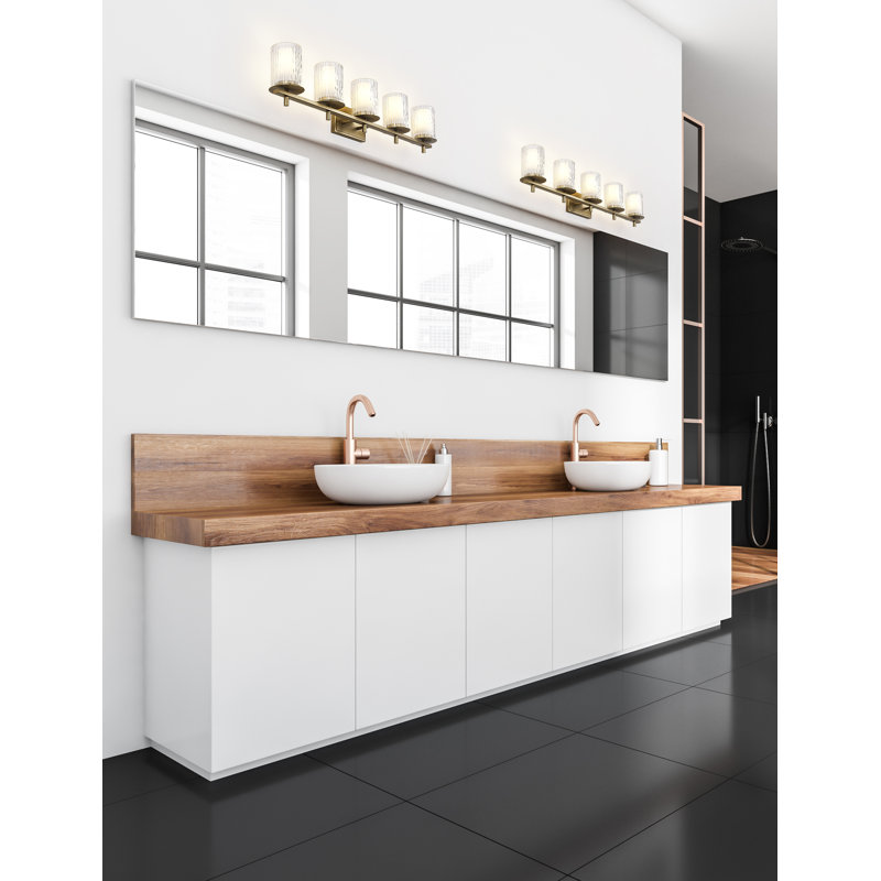 Ensemble de meuble-lavabo 5 lumières Roddrick, Or moderne