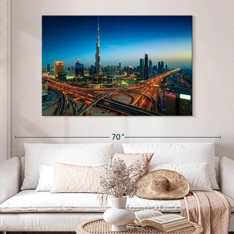 Sirci, autoroute de Dubaï la nuit, H 34 po x l 51 po