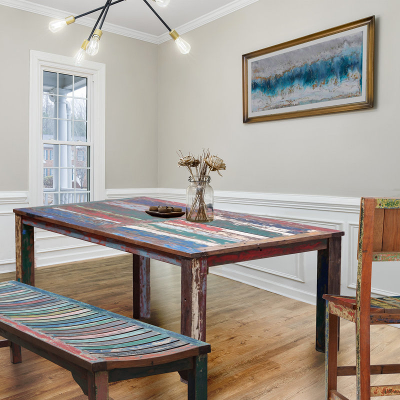 Table de salle à manger en bois de teck massif Anderle, H 30 po x L 55 po x l 35 po