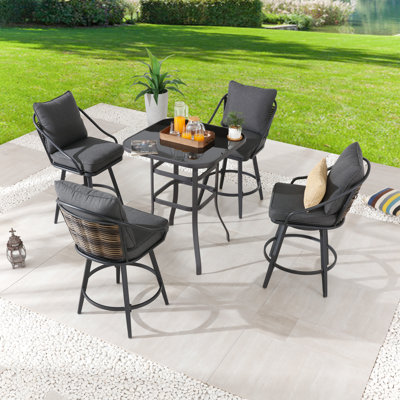 Abai 4 - Person Wicker Patio Dining Set with Square Table