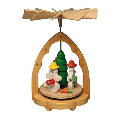  Snowman Pyramid Figure Natural Wood Finish