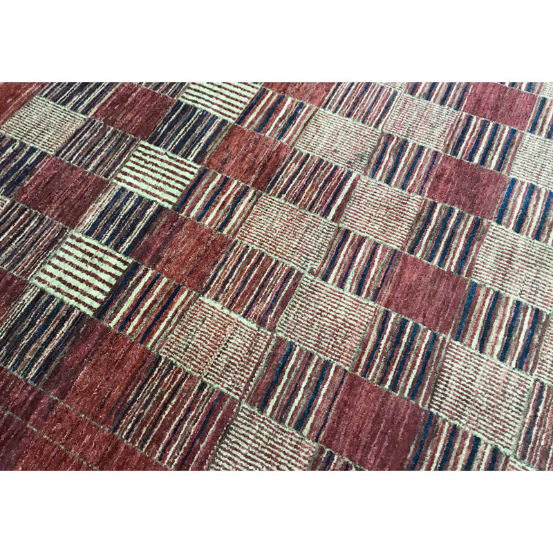 Hand-Knotted High-Quality Red and Blue Area Rug
