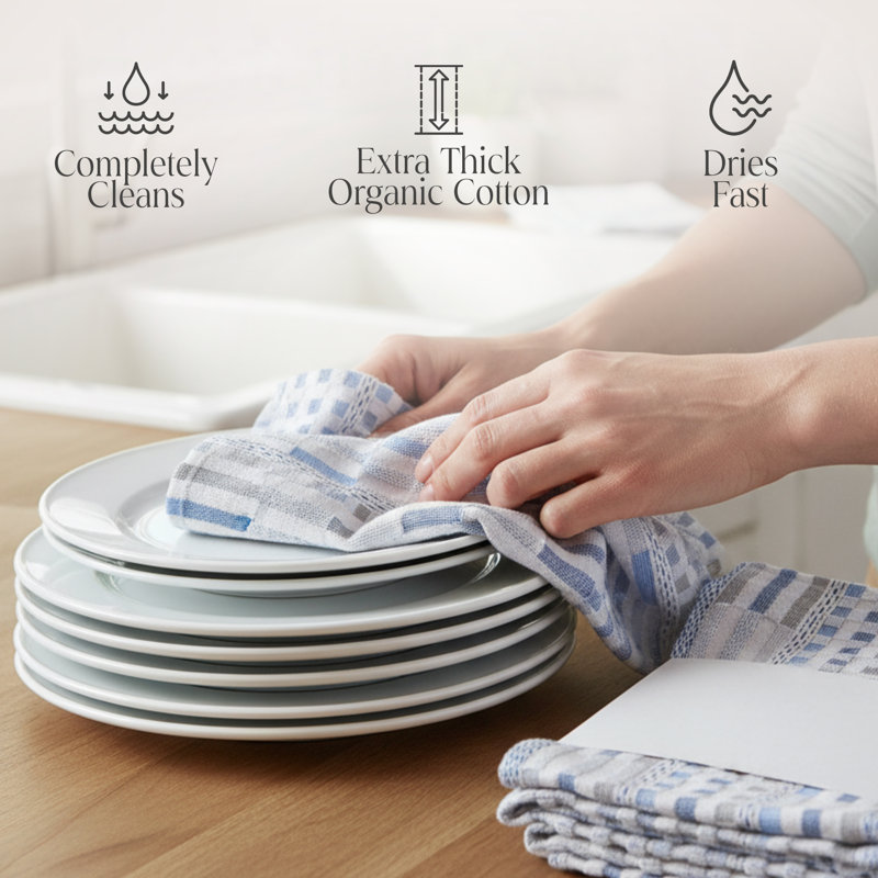 Kitchen Towels Hand Towel, White/Blue
