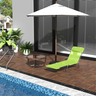 Folding Yard Lounge Chair For Outdoor Delight, With Pillow, Adjustable Back, Steel Frame & Breathable Mesh, , Patio, Beach, Pool Beach Chair, Design Reclining Cloth, Yard,