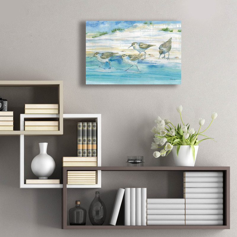 «Sandy Sandpipers II» par Paul Brent, art mural en verre acrylique, H 16 po x l 24 po x P 0,2 po
