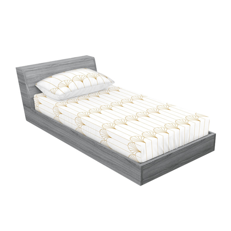 Microfiber Geometric Sheet Set, Twin XL Sheet Set with 1 Pillowcase, White