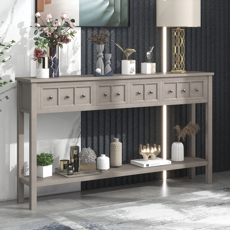 Charming Console Table with Versatile Storage and Stylish Design, Gray