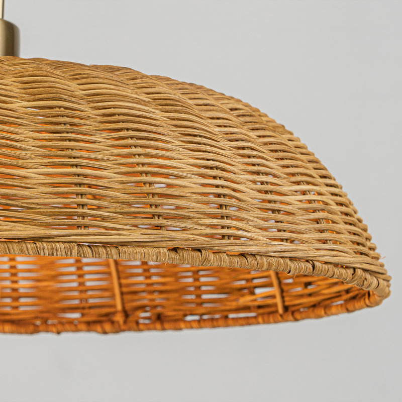 18'' 1-Light Hand-Woven Rattan Dome Pendant for Kitchen Island