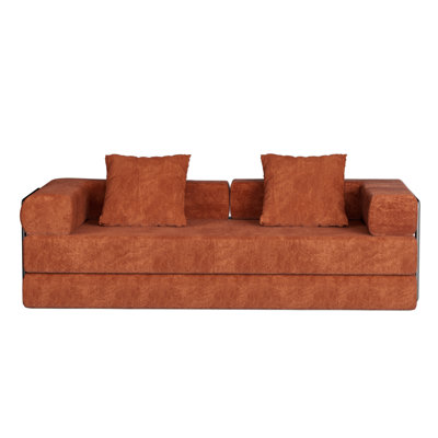 Canapé-lit rembourré convertible avec 2 coussins, canapé-lit pliant amovible, canapé-lit de plancher, canapé-lit modulaire modulaire - aucun assemblage requis, structure de forme fixe, pour les petits espaces