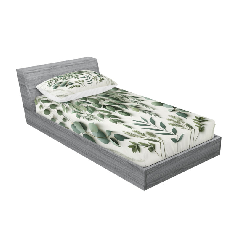 Drap-housse et taie décorative Ambesonne avec couronne ivoire et vert laurier