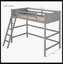 Lit mezzanine simple en bois massif avec échelle (gris)