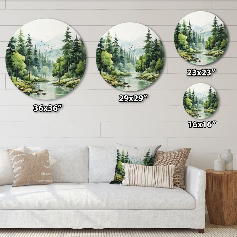 Tranquil Forests Landsacpe I - Landscapes Round Metal Art, 16" H x 16" W