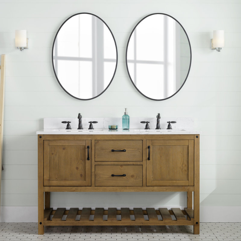 Ensemble de meuble-lavabo double 54 po Radstock, Naturel antique