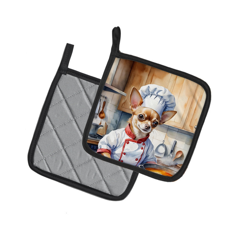 Caroline's Treasures The Dog Chef Polyester Potholder Set