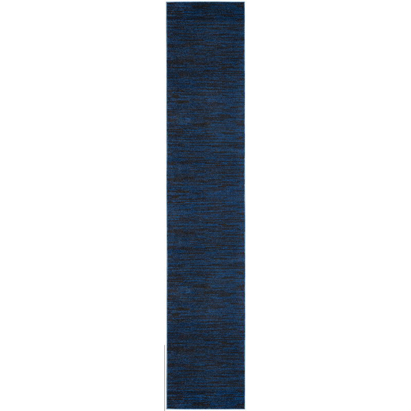 Tapis intérieur / extérieur bleu Mullican Sandy, Tapis de couloir 2 pi 2 po x 12 pi