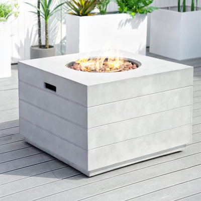 Table de foyer d'extérieur au propane en oxyde de magnésium H 24,8 po x l 34,5 po Allecia
