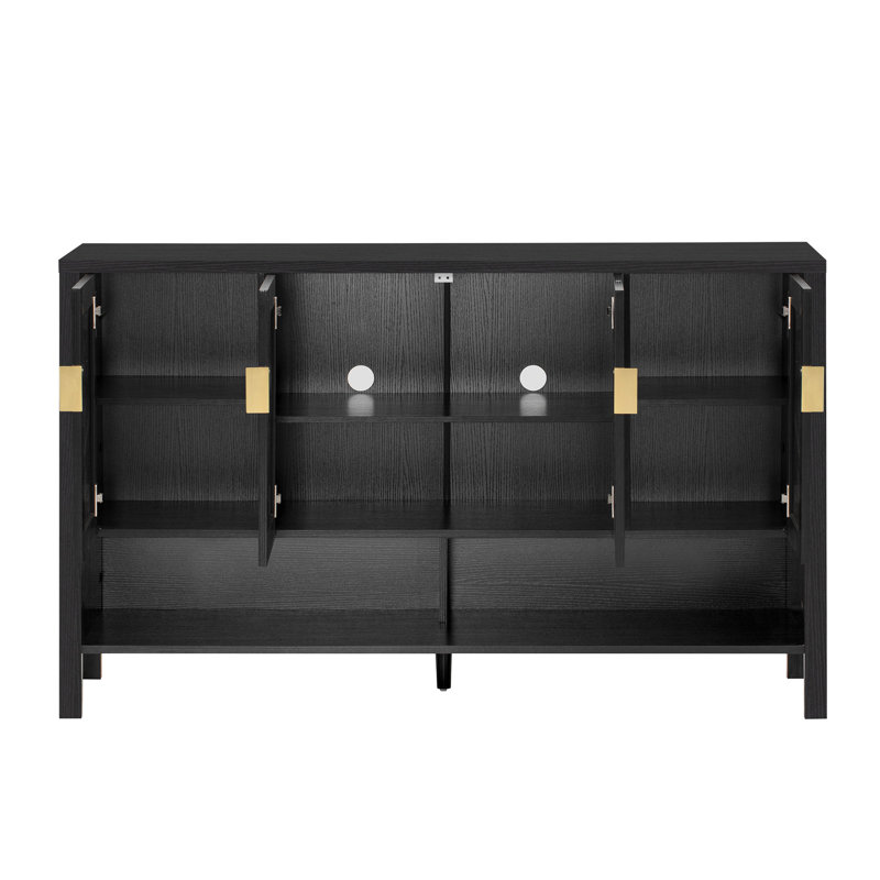 55.1''Storage Sideboard With 4-Doors, Black