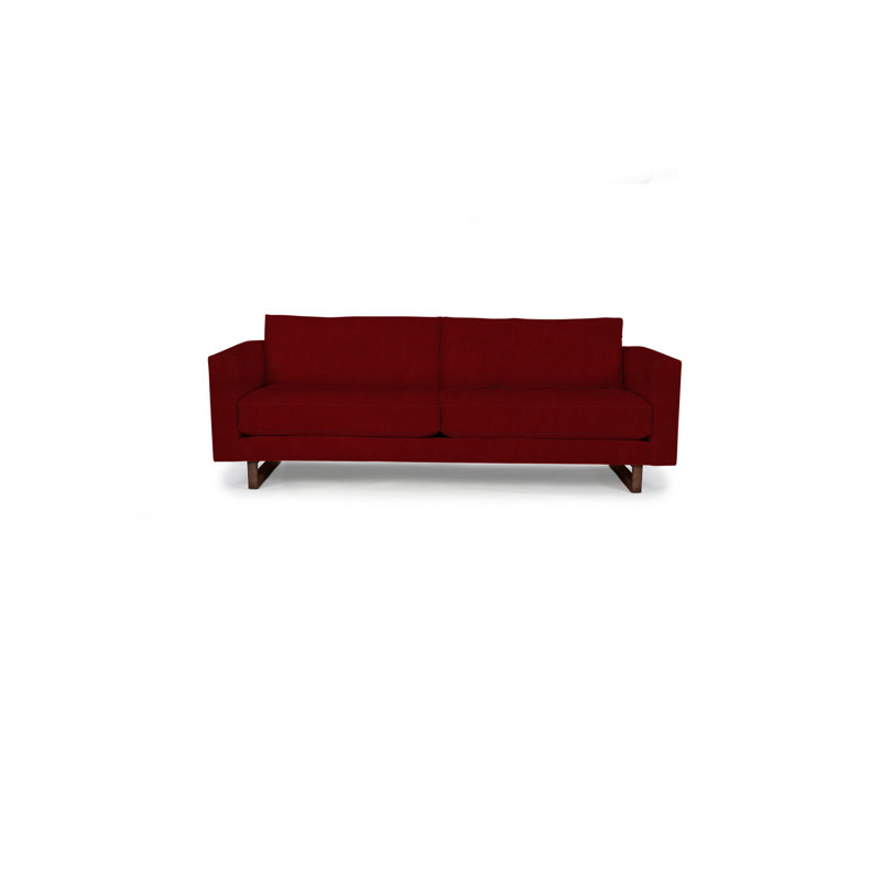 Avalon Upholstered 90'' Sofa, Walnut, Carnelian Polyester