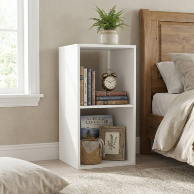 2-Cube Freestanding Storage Bookshelf, Built-In Rear Safety Guardrail & Anti-Tipping Design, Scratch-Resistant Waterproof Finish