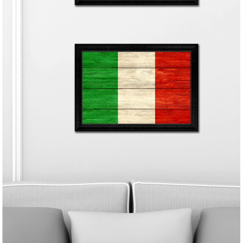 « italy country flag », impression sur toile encadrée, H 19 po x l 27 po x P 1 po, Encadrement noir