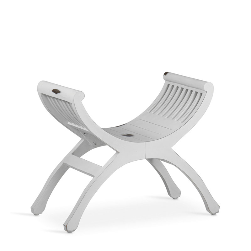 Yuyu Solid Wood Bench, Aged White
