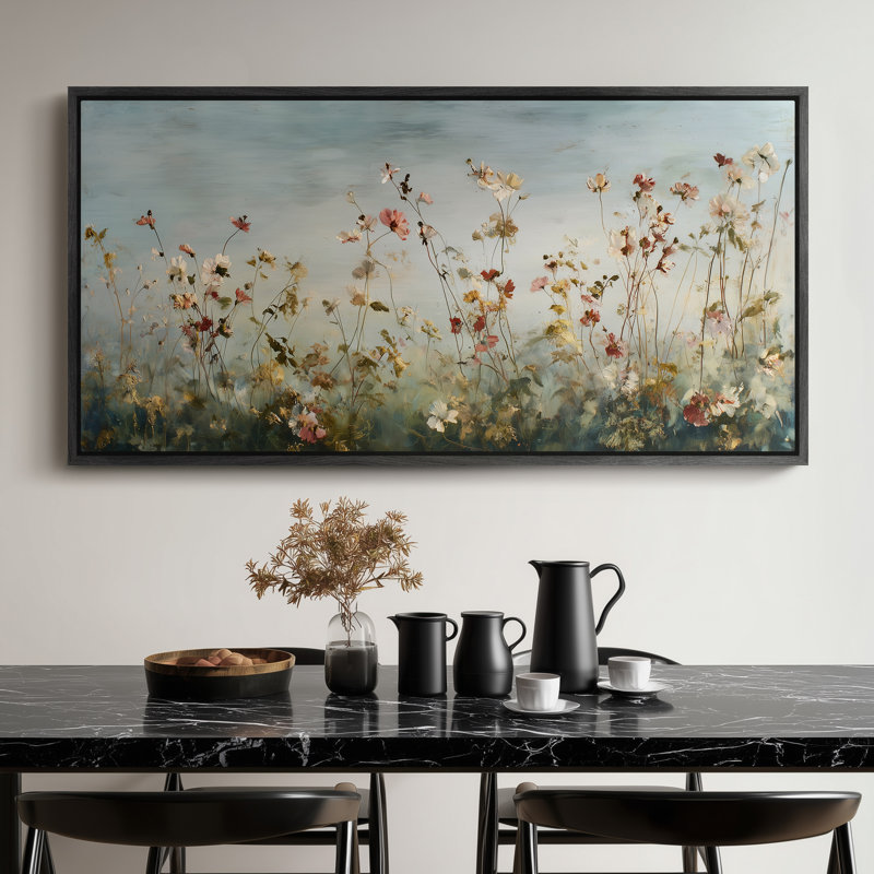 Impression sur toile Wildflower Meadow Breeze, H 30 po x l 60 po, Noir