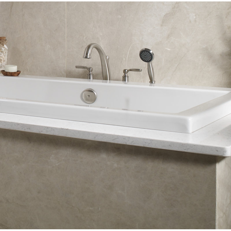 Robinet de baignoire romaine à poignées doubles pour fixation sur plan, Acier inoxydable